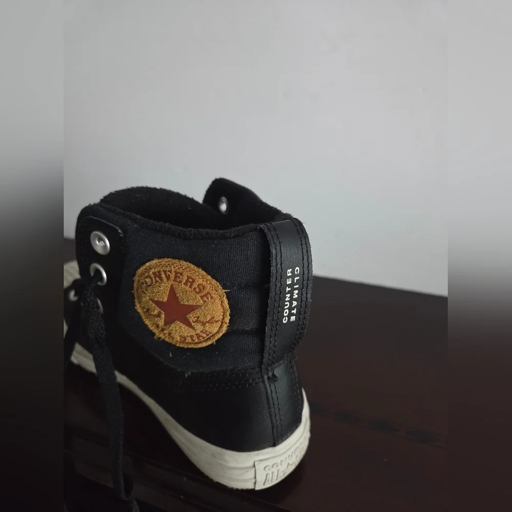 Converse Couter Climate  Black High-Top Leather Sneakers  Sz.5.5